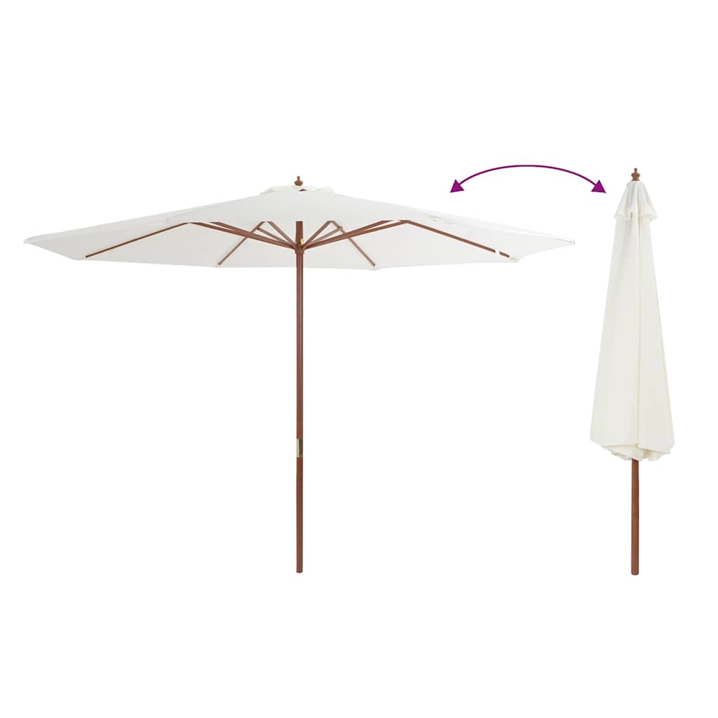 Parasol met houten paal 350 cm zandwit is nu te koop bij PeponiXL, paradijselijk wonen!