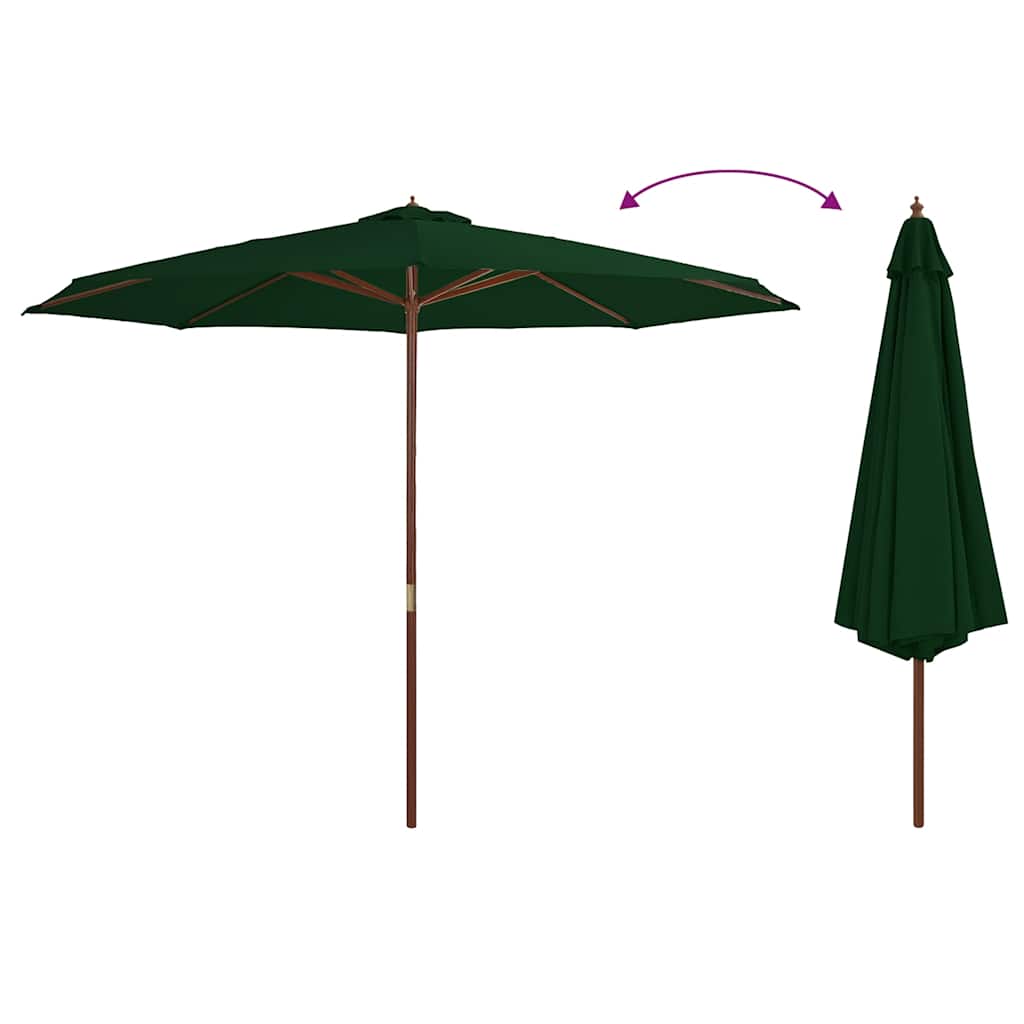 Parasol met houten paal 350 cm groen is nu te koop bij PeponiXL, paradijselijk wonen!