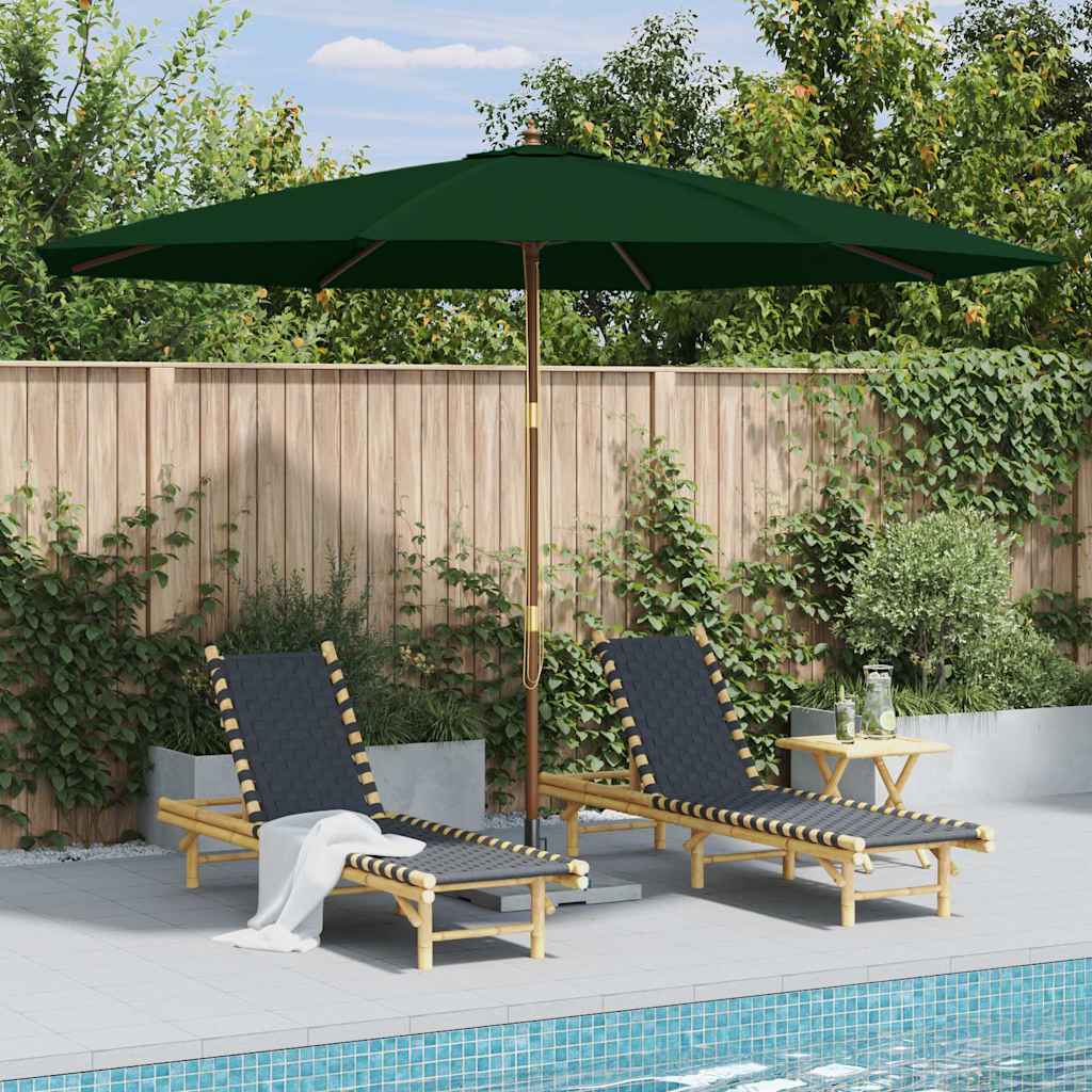 Parasol met houten paal 350 cm groen is nu te koop bij PeponiXL, paradijselijk wonen!