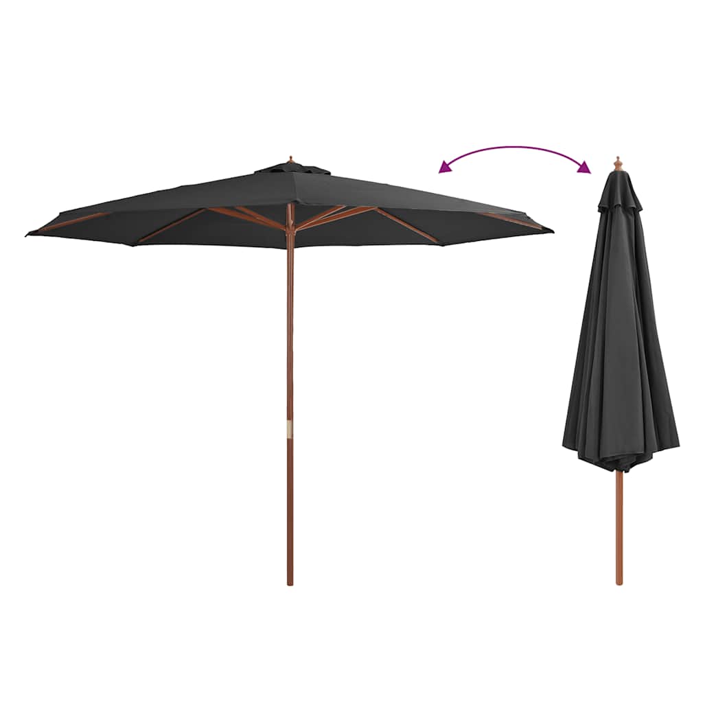 Parasol met houten paal 350 cm antraciet is nu te koop bij PeponiXL, paradijselijk wonen!