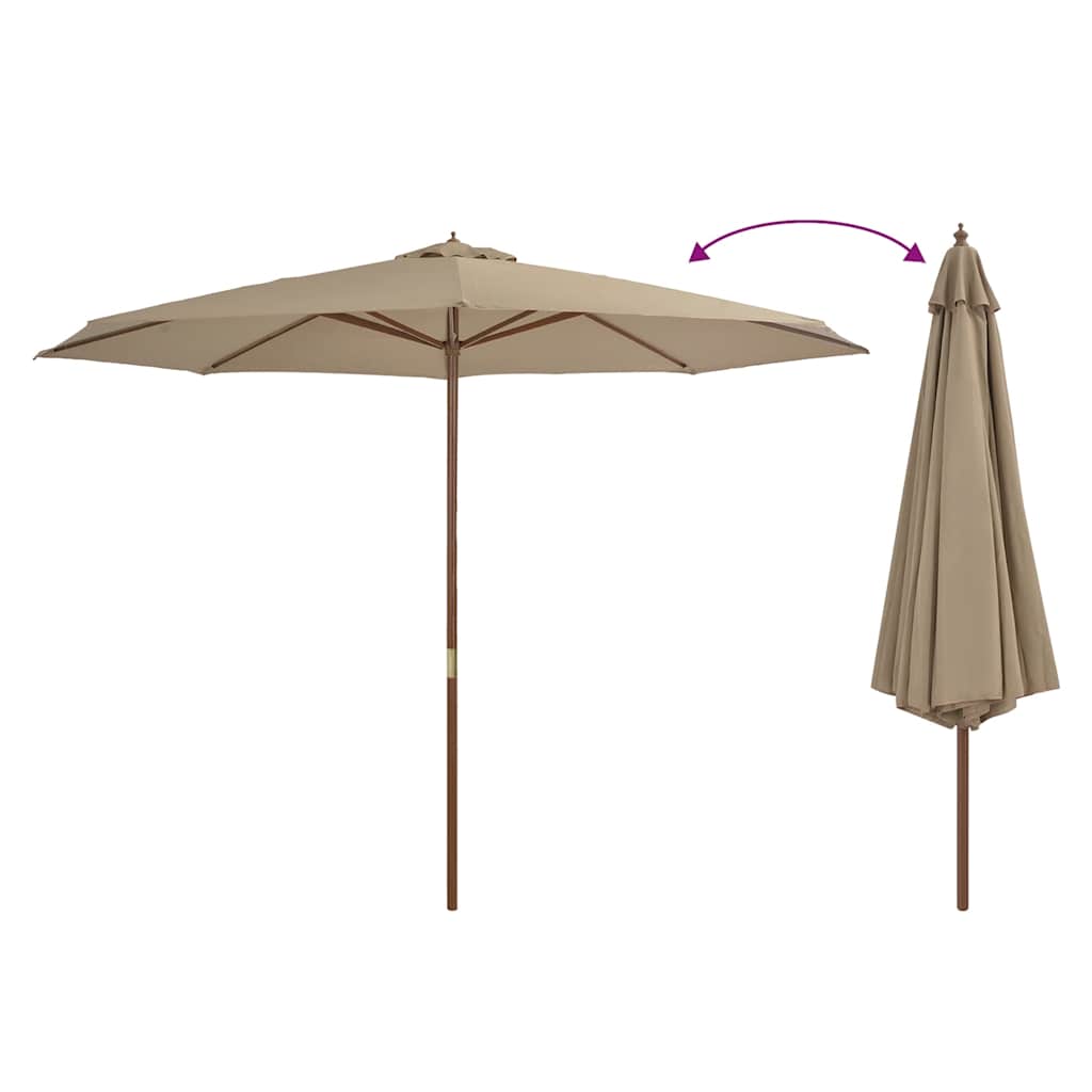 Parasol met houten paal 350 cm taupe is nu te koop bij PeponiXL, paradijselijk wonen!