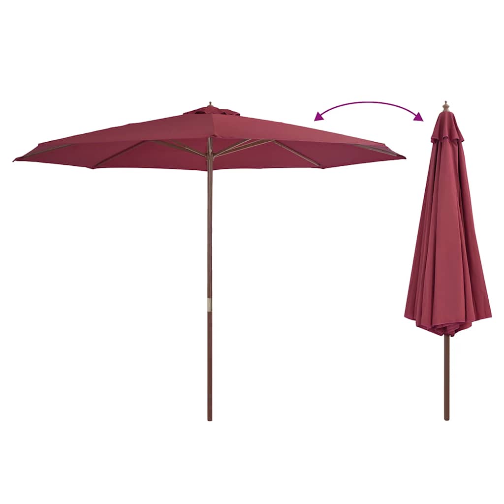 Parasol met houten paal 350 cm bordeauxrood is nu te koop bij PeponiXL, paradijselijk wonen!