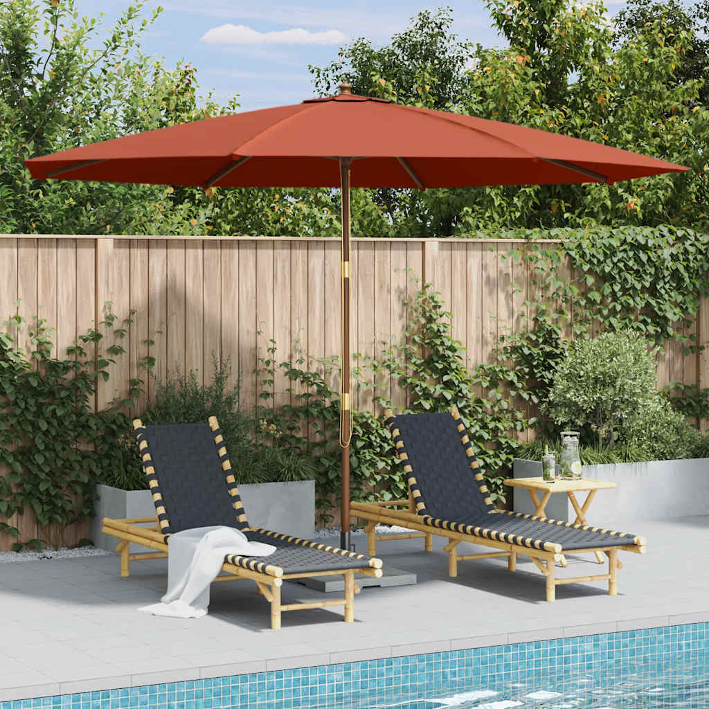 Parasol met houten paal 350 cm terracottakleurig is nu te koop bij PeponiXL, paradijselijk wonen!