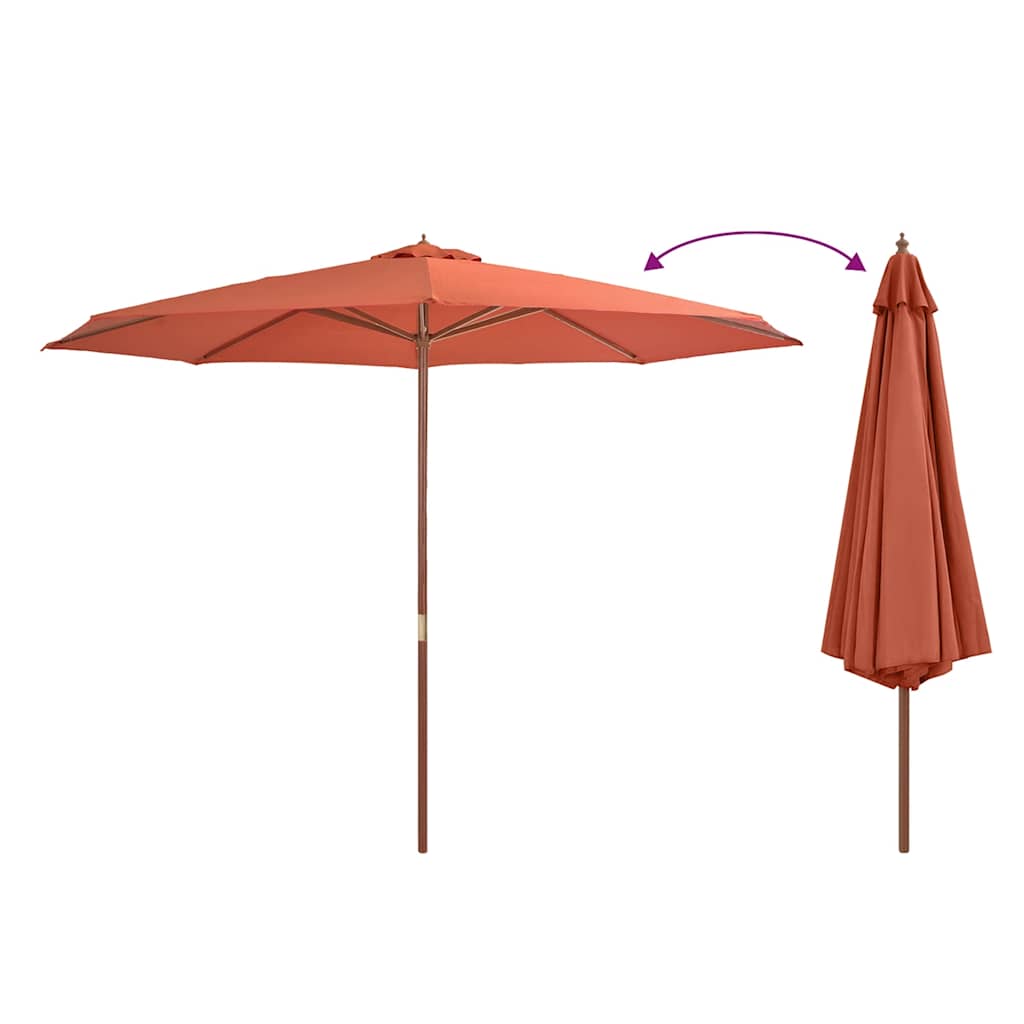 Parasol met houten paal 350 cm terracottakleurig is nu te koop bij PeponiXL, paradijselijk wonen!