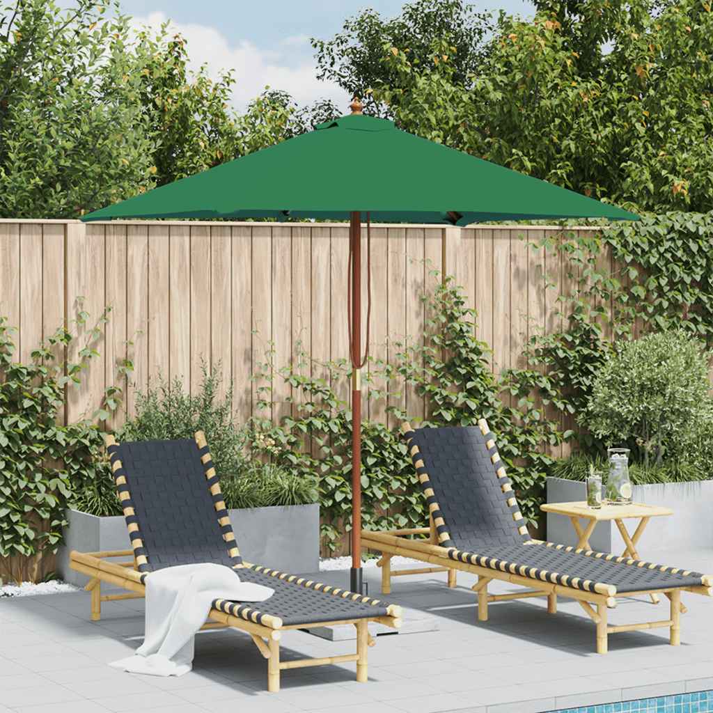 Parasol met houten paal 150x200 cm groen is nu te koop bij PeponiXL, paradijselijk wonen!