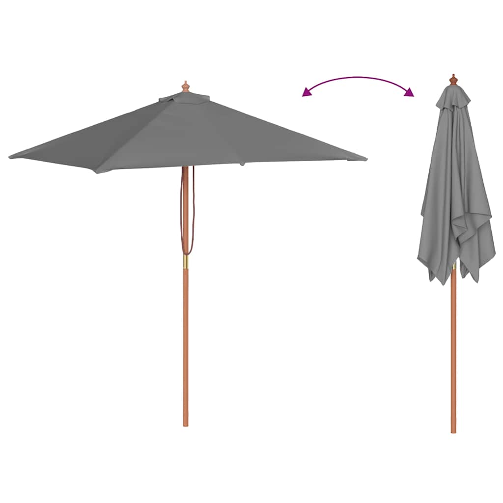 Parasol met houten paal 150x200 cm antraciet is nu te koop bij PeponiXL, paradijselijk wonen!