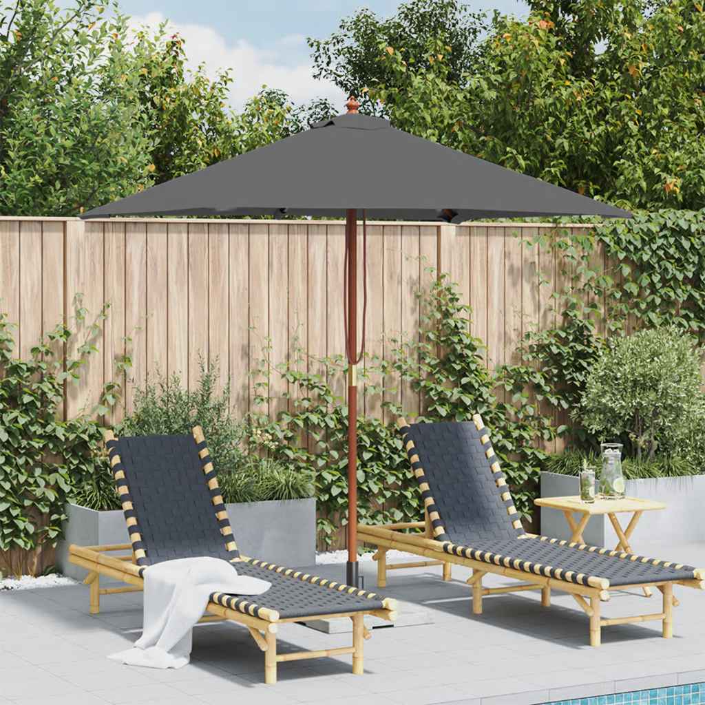 Parasol met houten paal 150x200 cm antraciet is nu te koop bij PeponiXL, paradijselijk wonen!