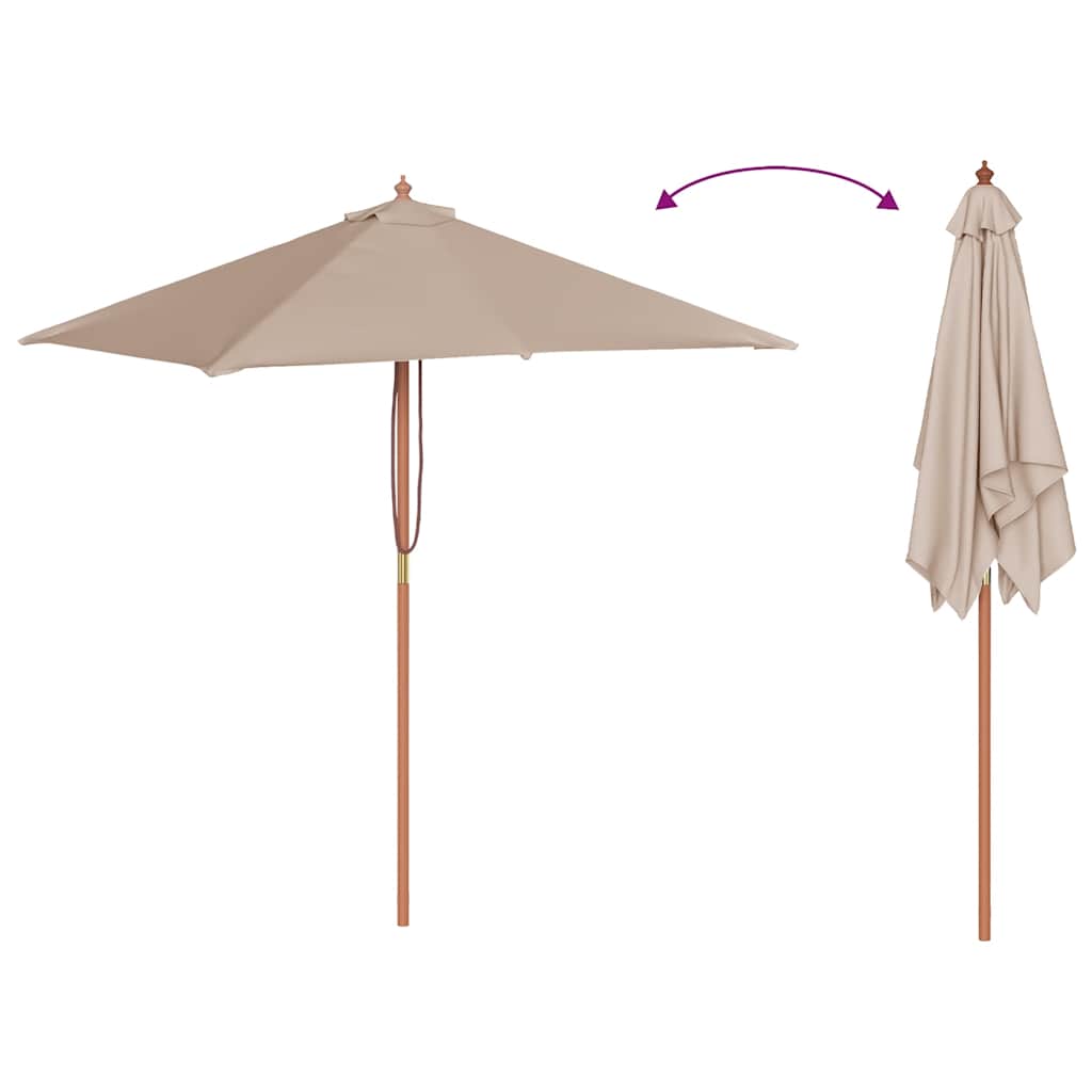Parasol met houten paal 150x200 cm taupe is nu te koop bij PeponiXL, paradijselijk wonen!