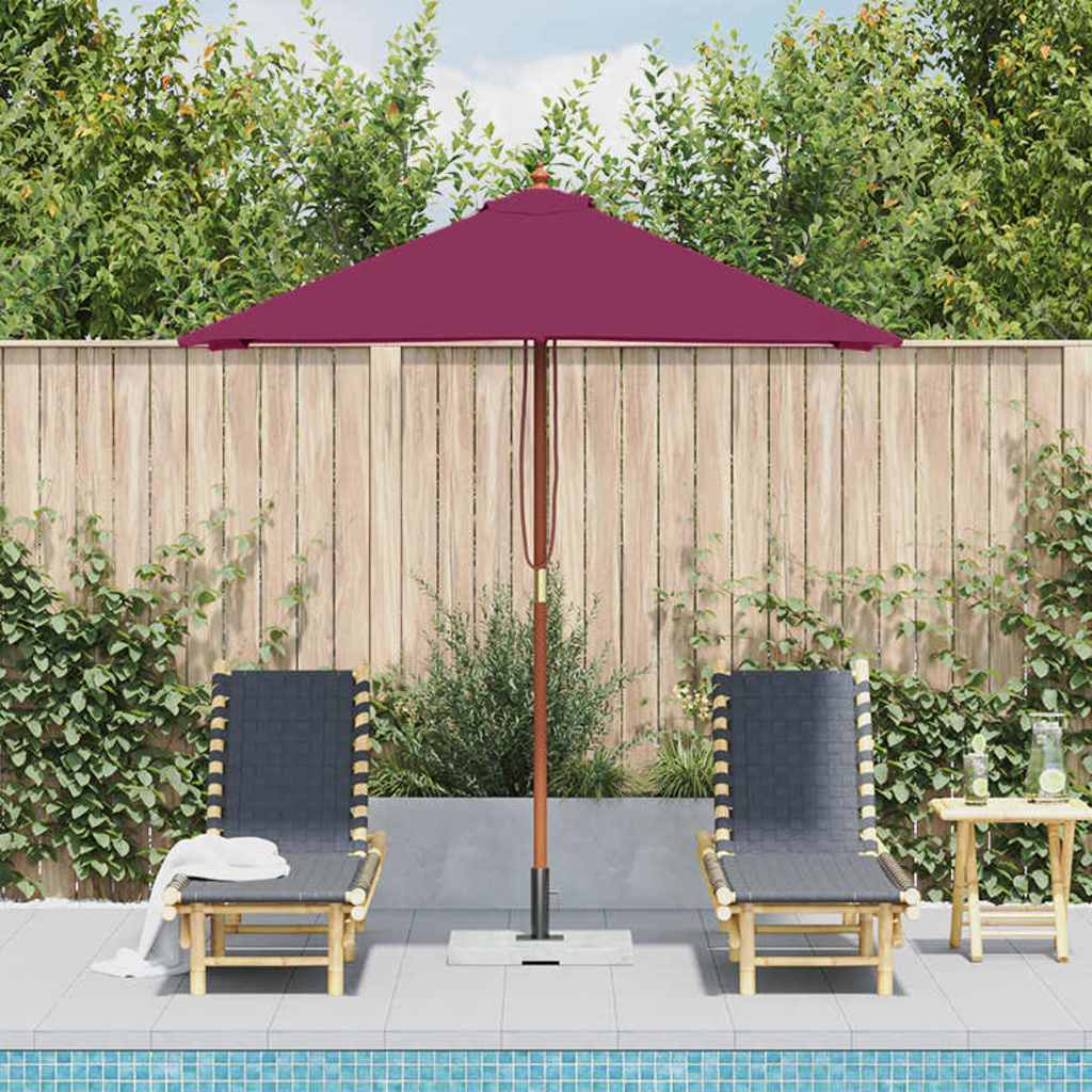 Parasol met houten paal 150x200 cm bordeauxrood is nu te koop bij PeponiXL, paradijselijk wonen!