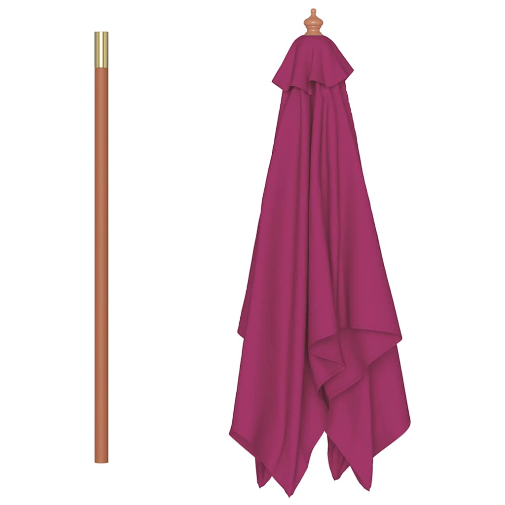 Parasol met houten paal 150x200 cm bordeauxrood is nu te koop bij PeponiXL, paradijselijk wonen!