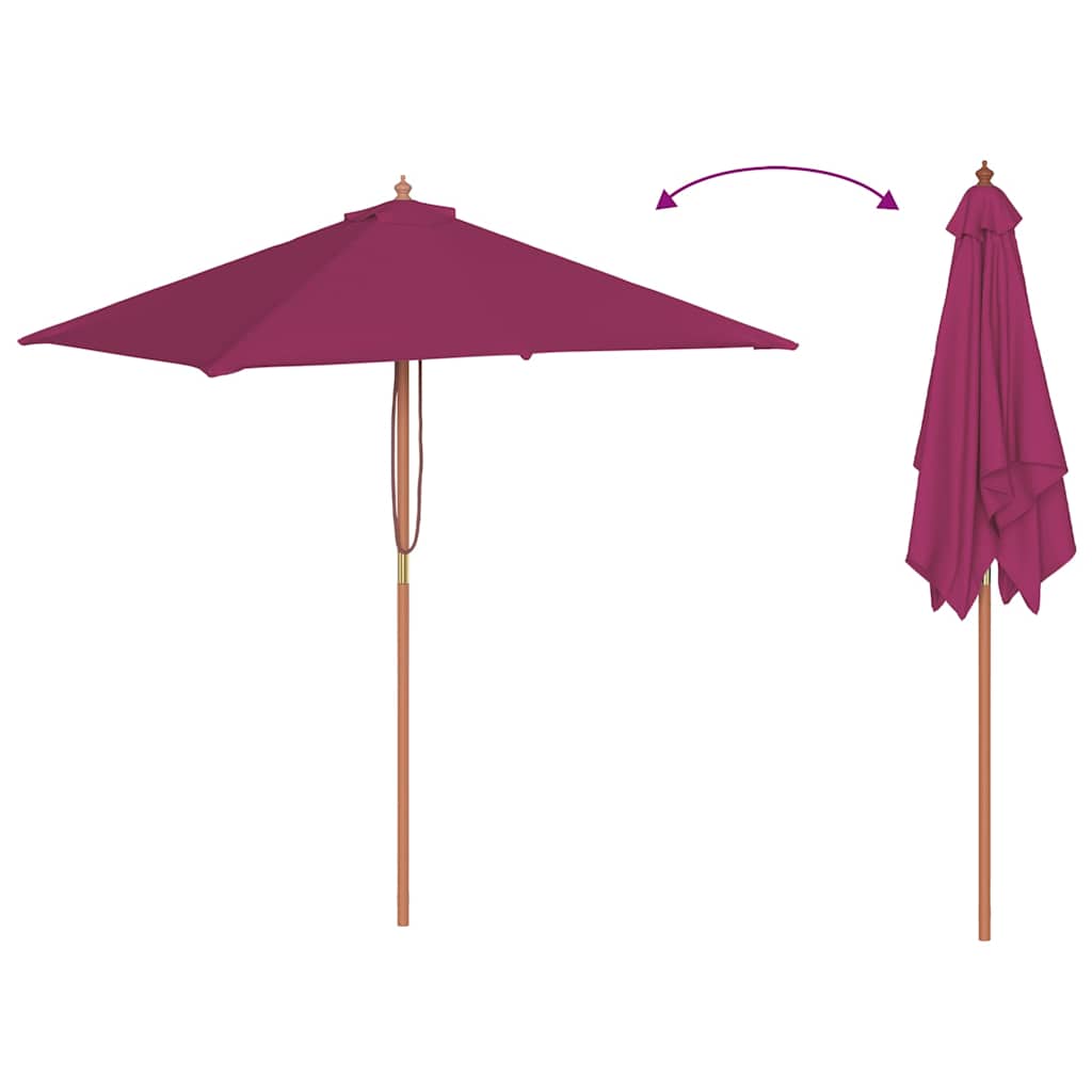 Parasol met houten paal 150x200 cm bordeauxrood is nu te koop bij PeponiXL, paradijselijk wonen!