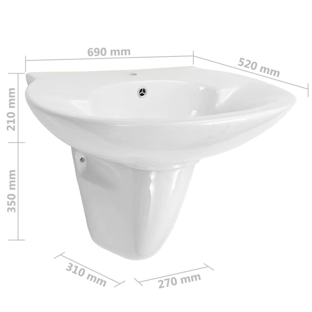 Wasbak wandgemonteerd 690x520x210 mm keramiek wit is nu te koop bij PeponiXL, paradijselijk wonen!
