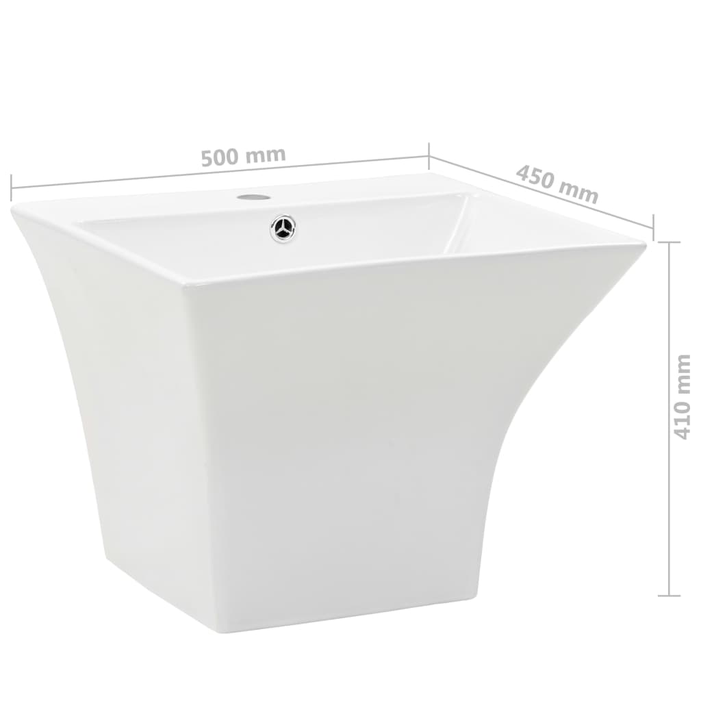 Wasbak wandgemonteerd 500x450x410 mm keramiek wit is nu te koop bij PeponiXL, paradijselijk wonen!