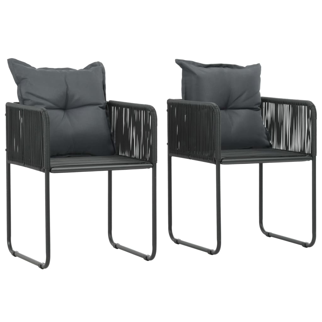 Tuinstoelen 2 st met kussens poly rattan zwart is nu te koop bij PeponiXL, paradijselijk wonen!