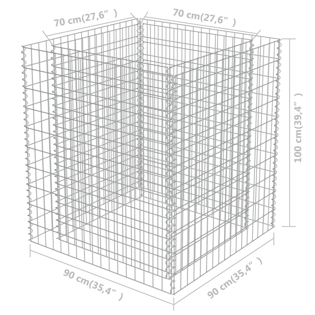 Gabion plantenbak verhoogd 90x90x100 cm gegalvaniseerd staal is nu te koop bij PeponiXL, paradijselijk wonen!