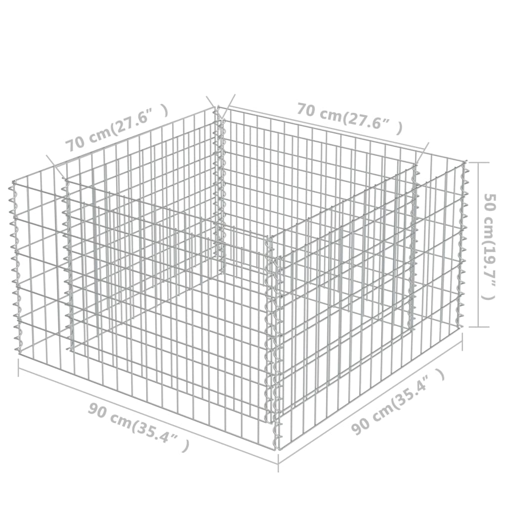 Gabion plantenbak verhoogd 90x90x50 cm gegalvaniseerd staal is nu te koop bij PeponiXL, paradijselijk wonen!