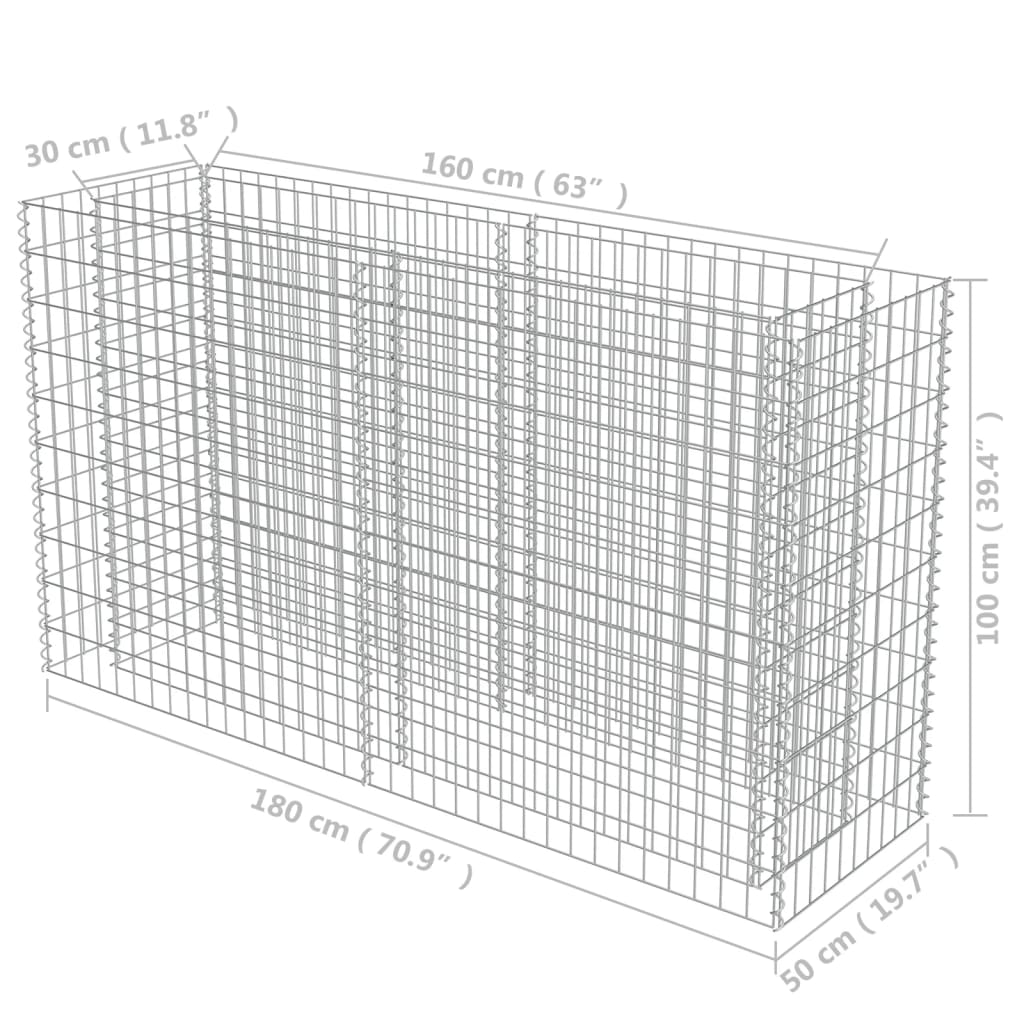 Gabion plantenbak verhoogd 180x50x100 cm gegalvaniseerd staal is nu te koop bij PeponiXL, paradijselijk wonen!