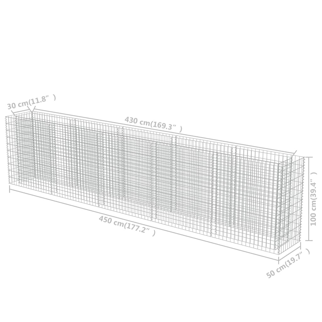 Gabion plantenbak verhoogd 450x50x100 cm gegalvaniseerd staal is nu te koop bij PeponiXL, paradijselijk wonen!