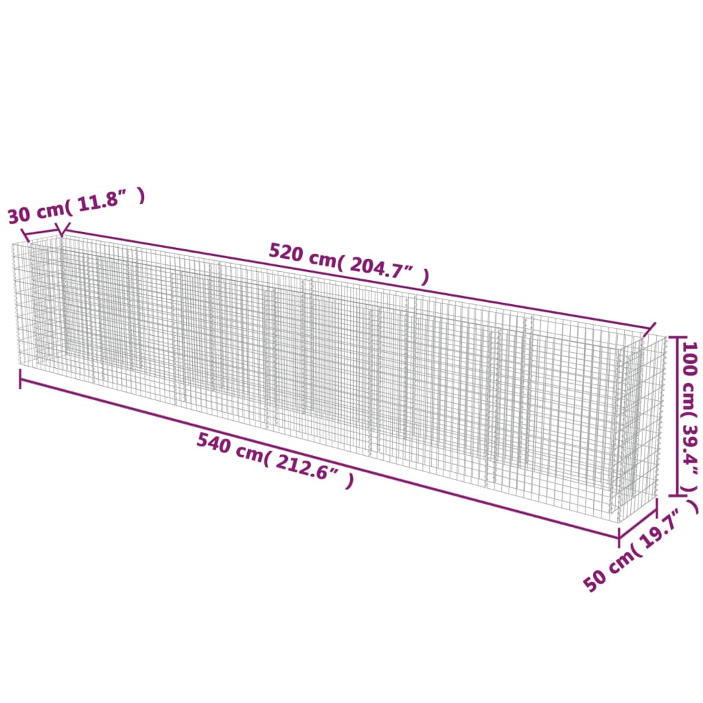 Gabion plantenbak verhoogd 540x50x100 cm gegalvaniseerd staal is nu te koop bij PeponiXL, paradijselijk wonen!