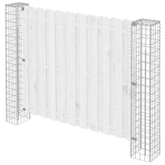 Afrasteringspaal 2 pcs Zilver 20 x 20 x 190 cm Metaal is nu te koop bij PeponiXL, paradijselijk wonen!