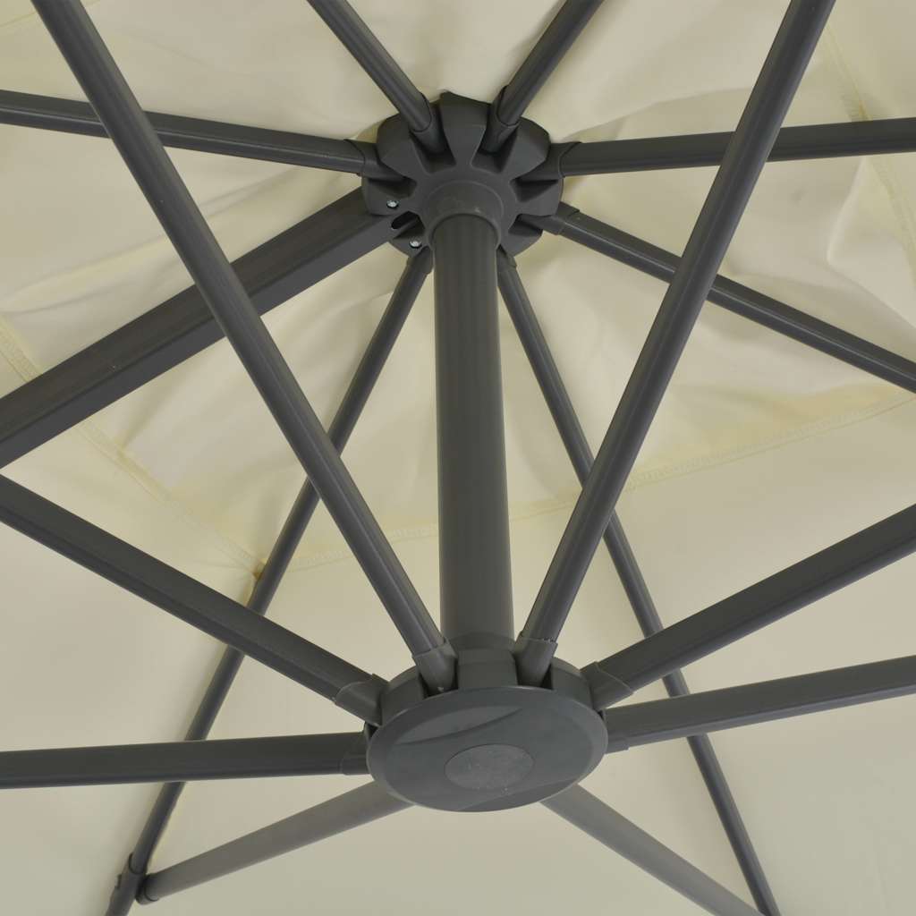 Zwevende parasol met aluminium paal 300x300 cm zandkleur is nu te koop bij PeponiXL, paradijselijk wonen!