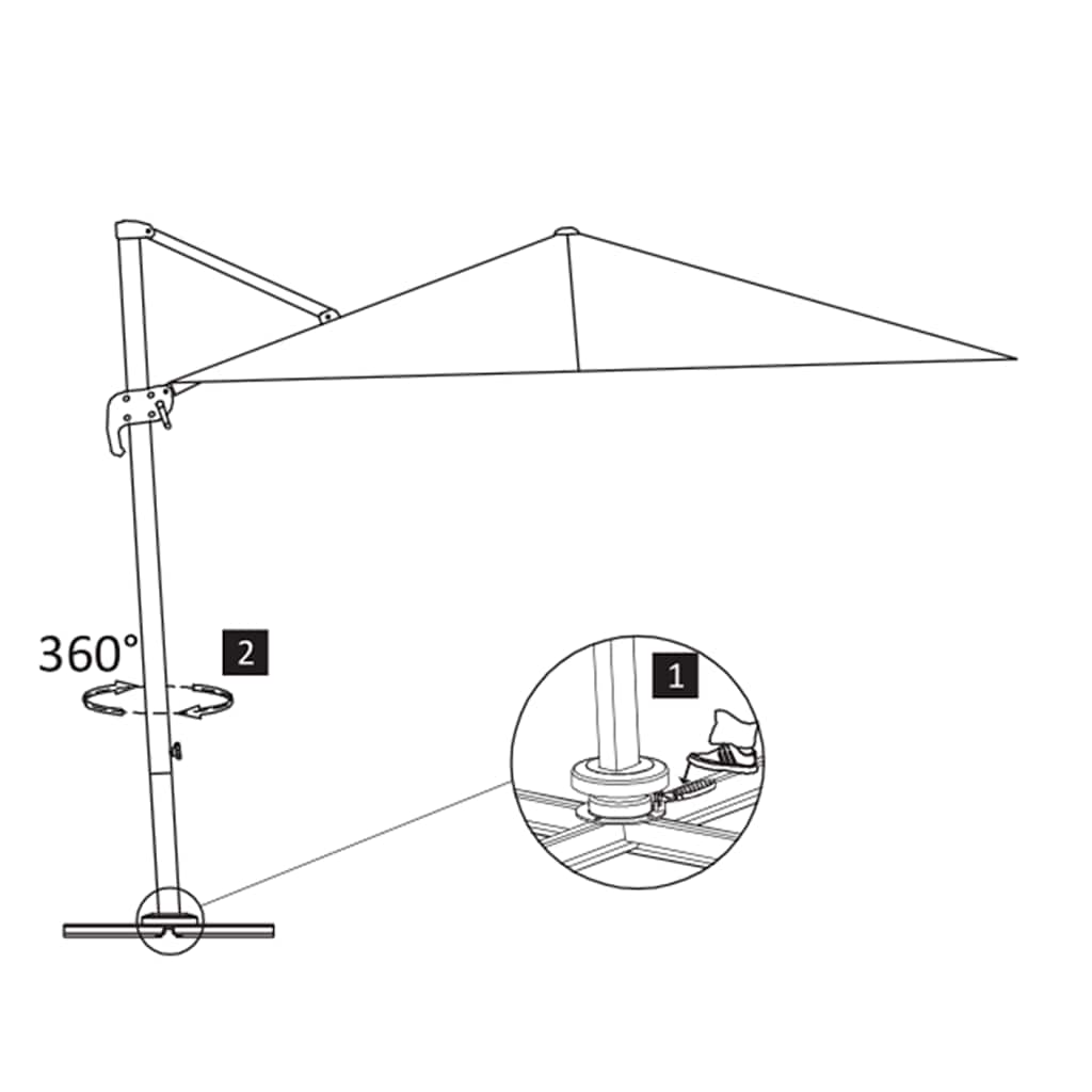Zwevende parasol met aluminium paal 300x300 cm zandkleur is nu te koop bij PeponiXL, paradijselijk wonen!