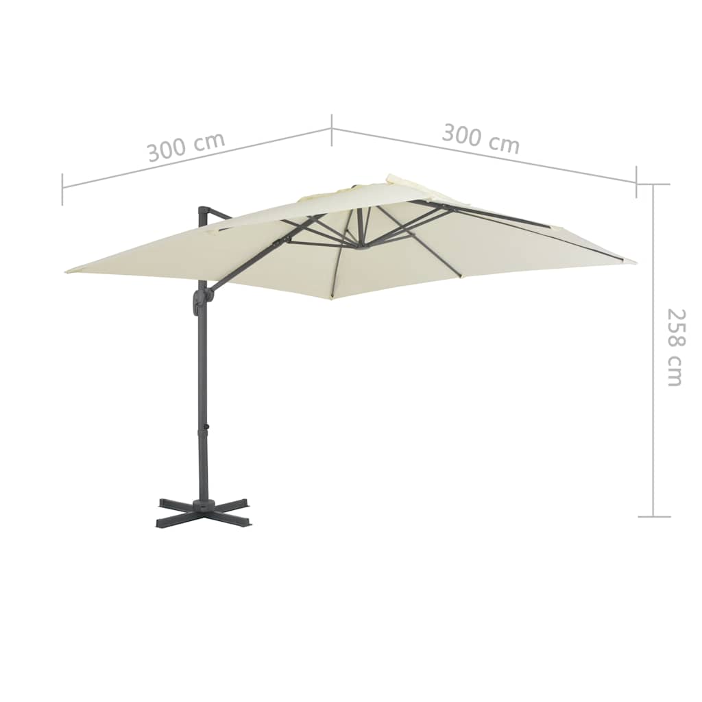Zwevende parasol met aluminium paal 300x300 cm zandkleur is nu te koop bij PeponiXL, paradijselijk wonen!