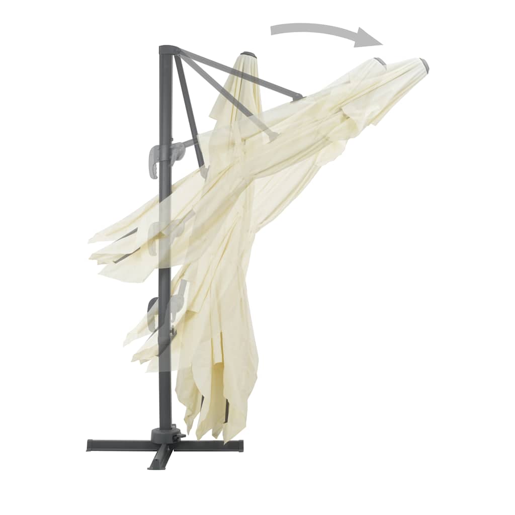 Zwevende parasol met aluminium paal 400x300 cm zand is nu te koop bij PeponiXL, paradijselijk wonen!