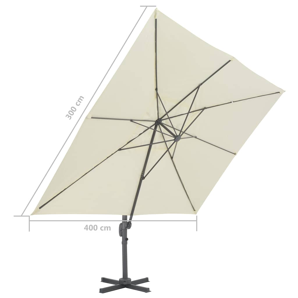 Zwevende parasol met aluminium paal 400x300 cm zand is nu te koop bij PeponiXL, paradijselijk wonen!
