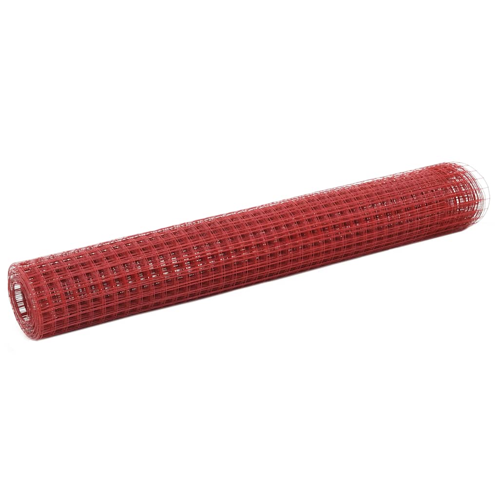 Kippengaas 10x1 m staal met PVC coating rood is nu te koop bij PeponiXL, paradijselijk wonen!