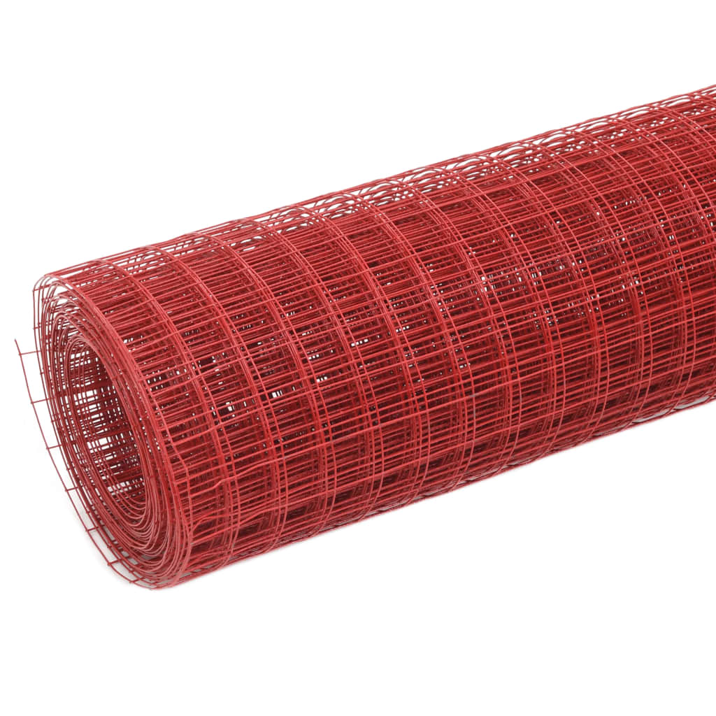 Kippengaas 10x0,5 m staal met PVC coating rood is nu te koop bij PeponiXL, paradijselijk wonen!