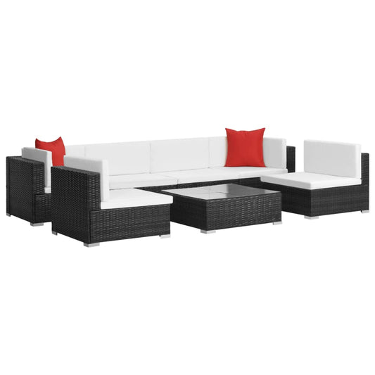 7-delige Loungeset met kussens poly rattan zwart is nu te koop bij PeponiXL, paradijselijk wonen!