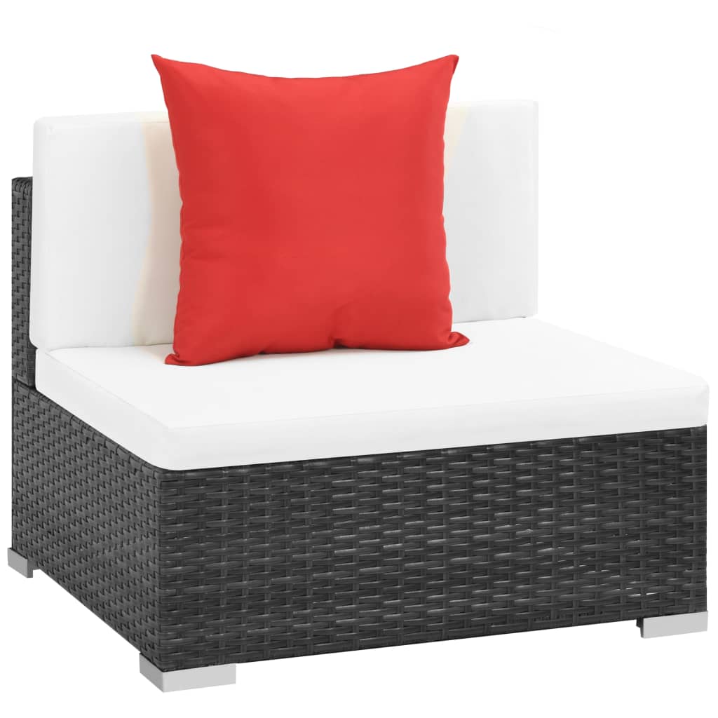 7-delige Loungeset met kussens poly rattan zwart is nu te koop bij PeponiXL, paradijselijk wonen!