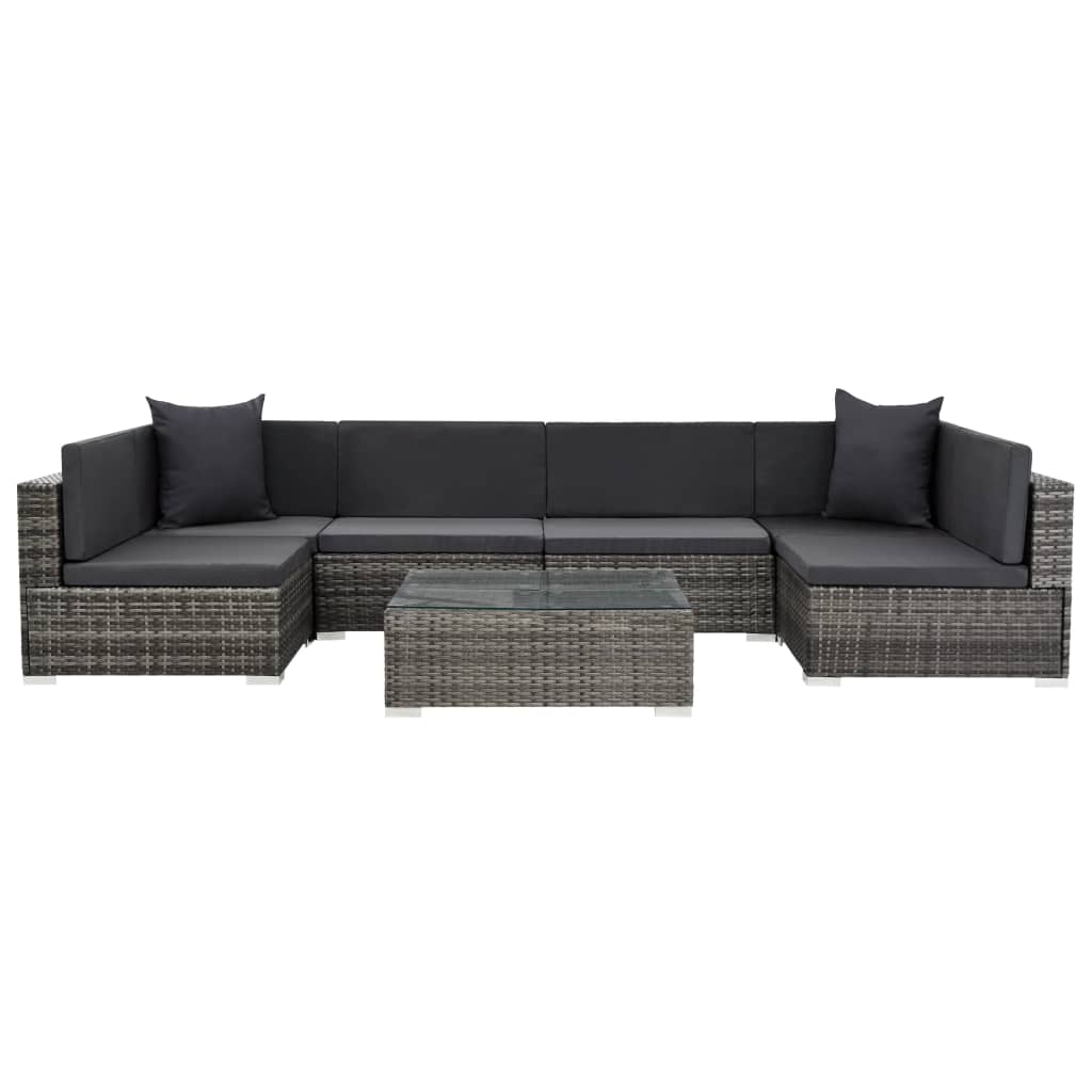 7-delige Loungeset met kussens poly rattan grijs is nu te koop bij PeponiXL, paradijselijk wonen!