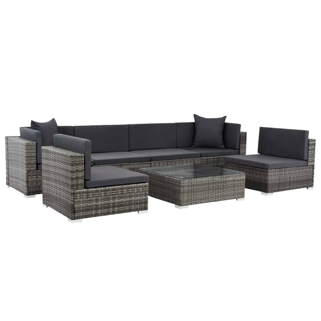 7-delige Loungeset met kussens poly rattan grijs is nu te koop bij PeponiXL, paradijselijk wonen!