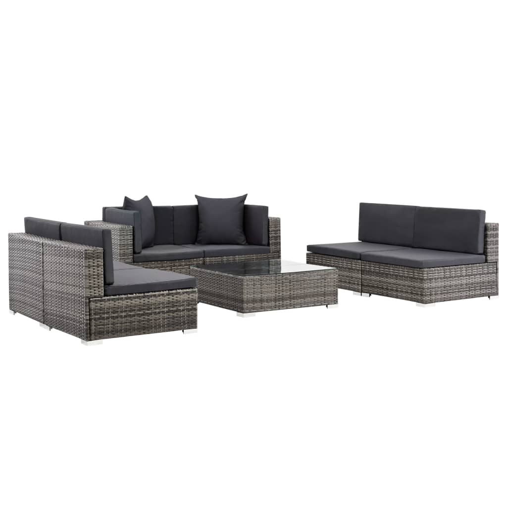 7-delige Loungeset met kussens poly rattan grijs is nu te koop bij PeponiXL, paradijselijk wonen!