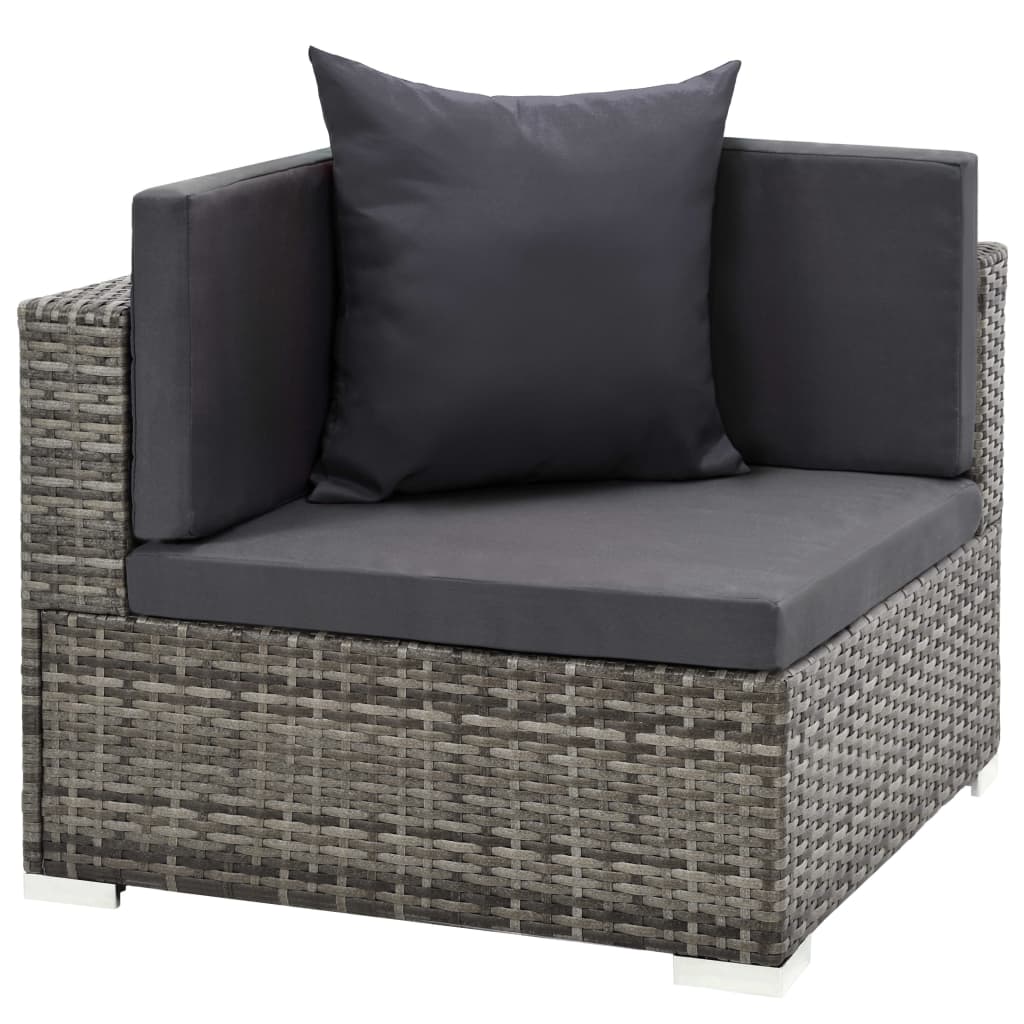 7-delige Loungeset met kussens poly rattan grijs is nu te koop bij PeponiXL, paradijselijk wonen!