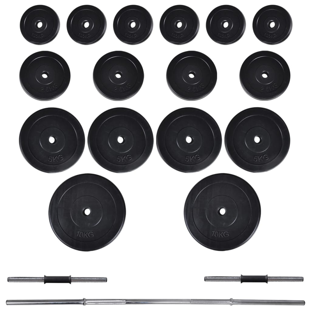 Trainingsbank met halterset 60,5 kg is nu te koop bij PeponiXL, paradijselijk wonen!