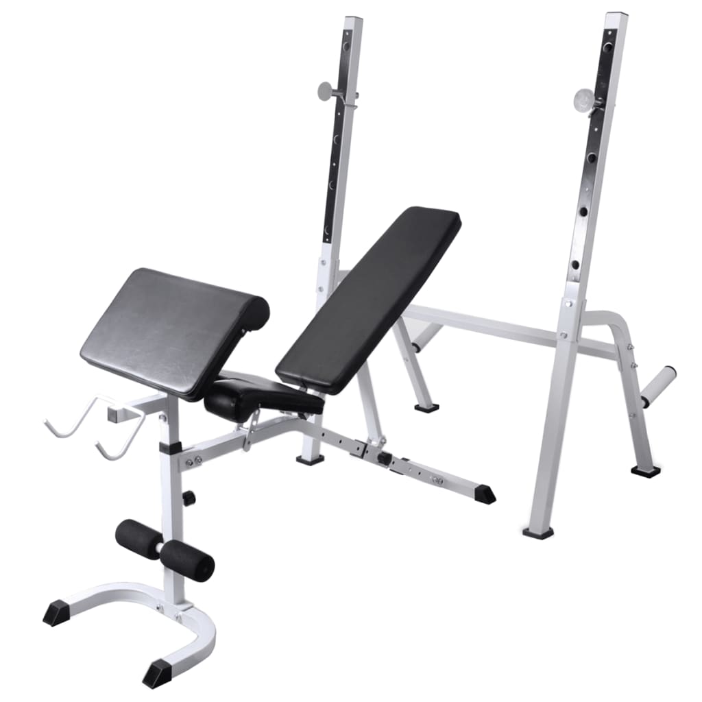 Trainingsbank met gewichtenrek en halterset 90 kg is nu te koop bij PeponiXL, paradijselijk wonen!