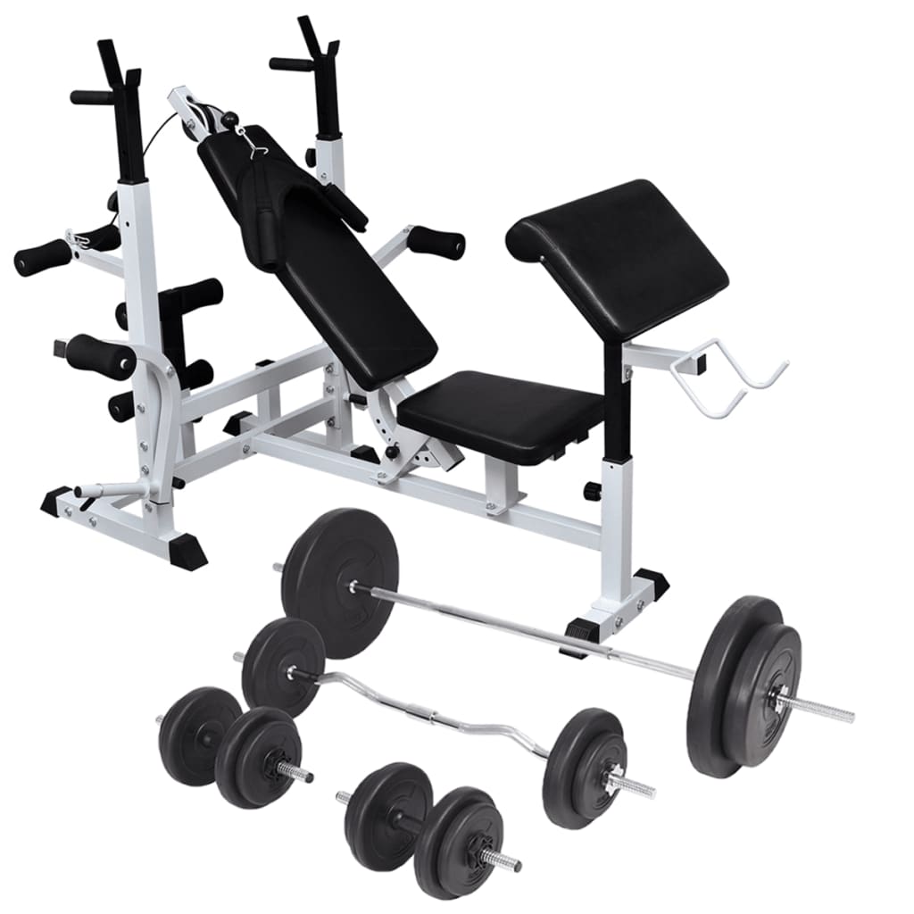 Gewichtenbank met gewichtenrek en halterset 90 kg is nu te koop bij PeponiXL, paradijselijk wonen!