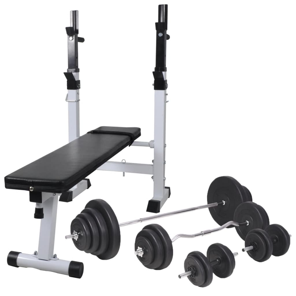 Trainingsbank met gewichtenrek en halterset 120 kg is nu te koop bij PeponiXL, paradijselijk wonen!