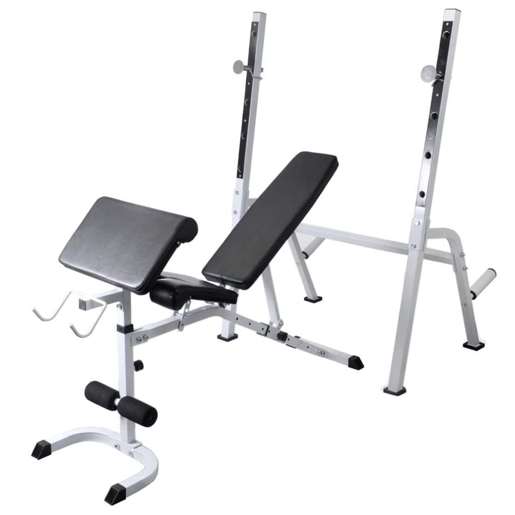 Trainingsbank met gewichtenrek en halterset 120 kg is nu te koop bij PeponiXL, paradijselijk wonen!