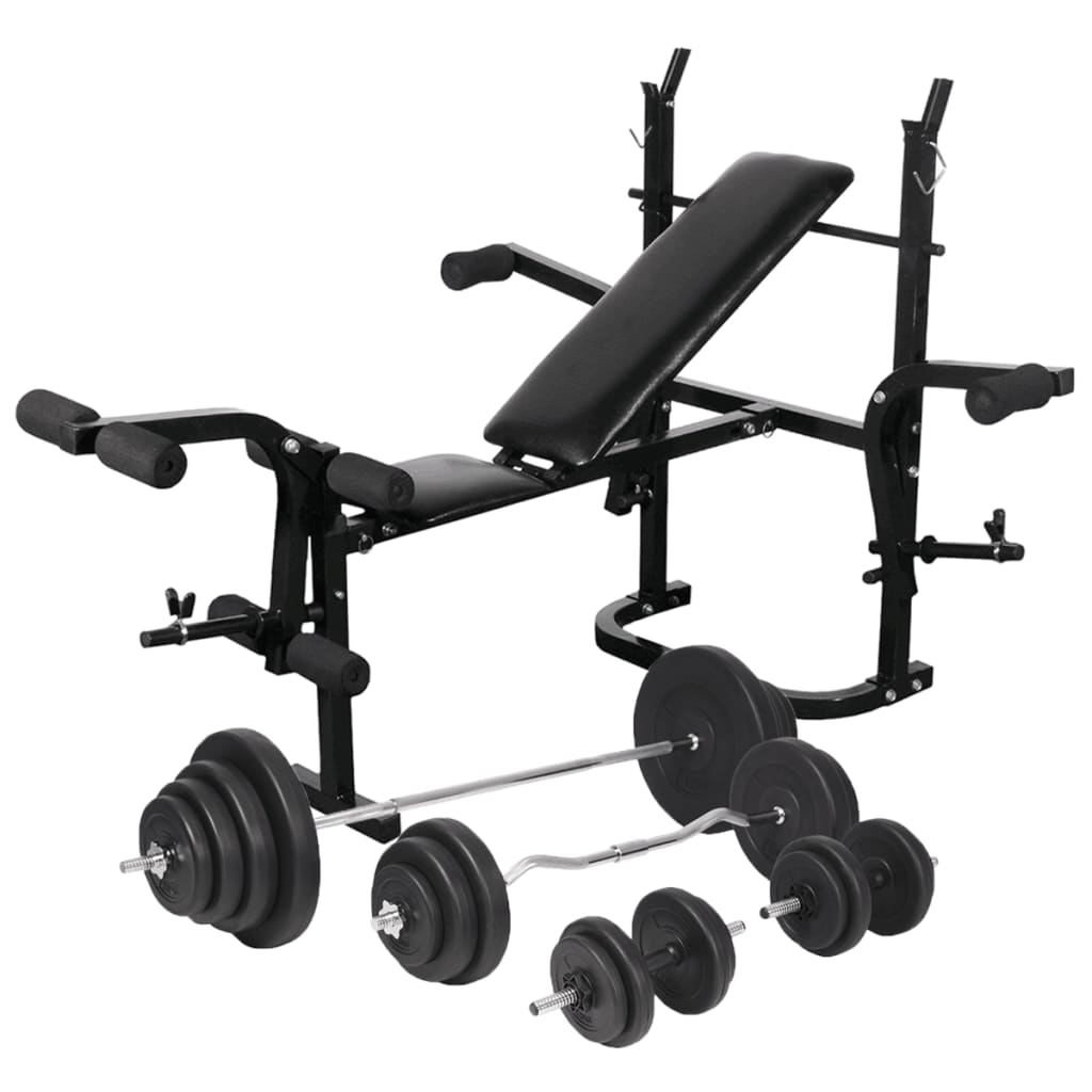 Gewichtenbank met gewichtenrek en halterset 120 kg is nu te koop bij PeponiXL, paradijselijk wonen!