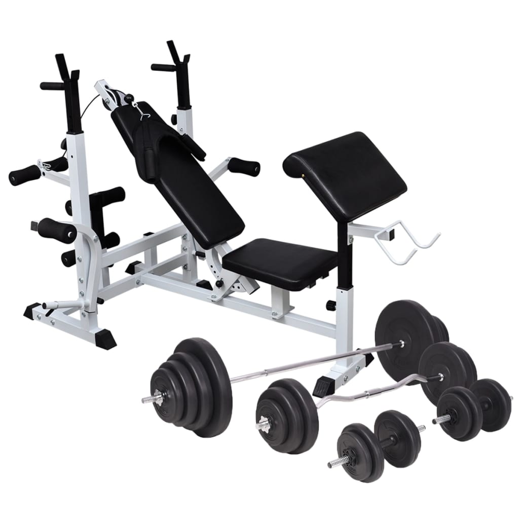 Gewichtenbank met gewichtenrek en halterset 120 kg is nu te koop bij PeponiXL, paradijselijk wonen!