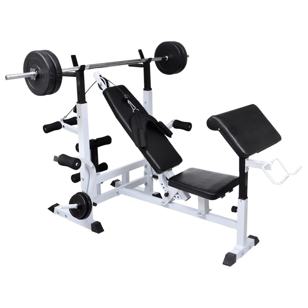 Gewichtenbank met gewichtenrek en halterset 120 kg is nu te koop bij PeponiXL, paradijselijk wonen!