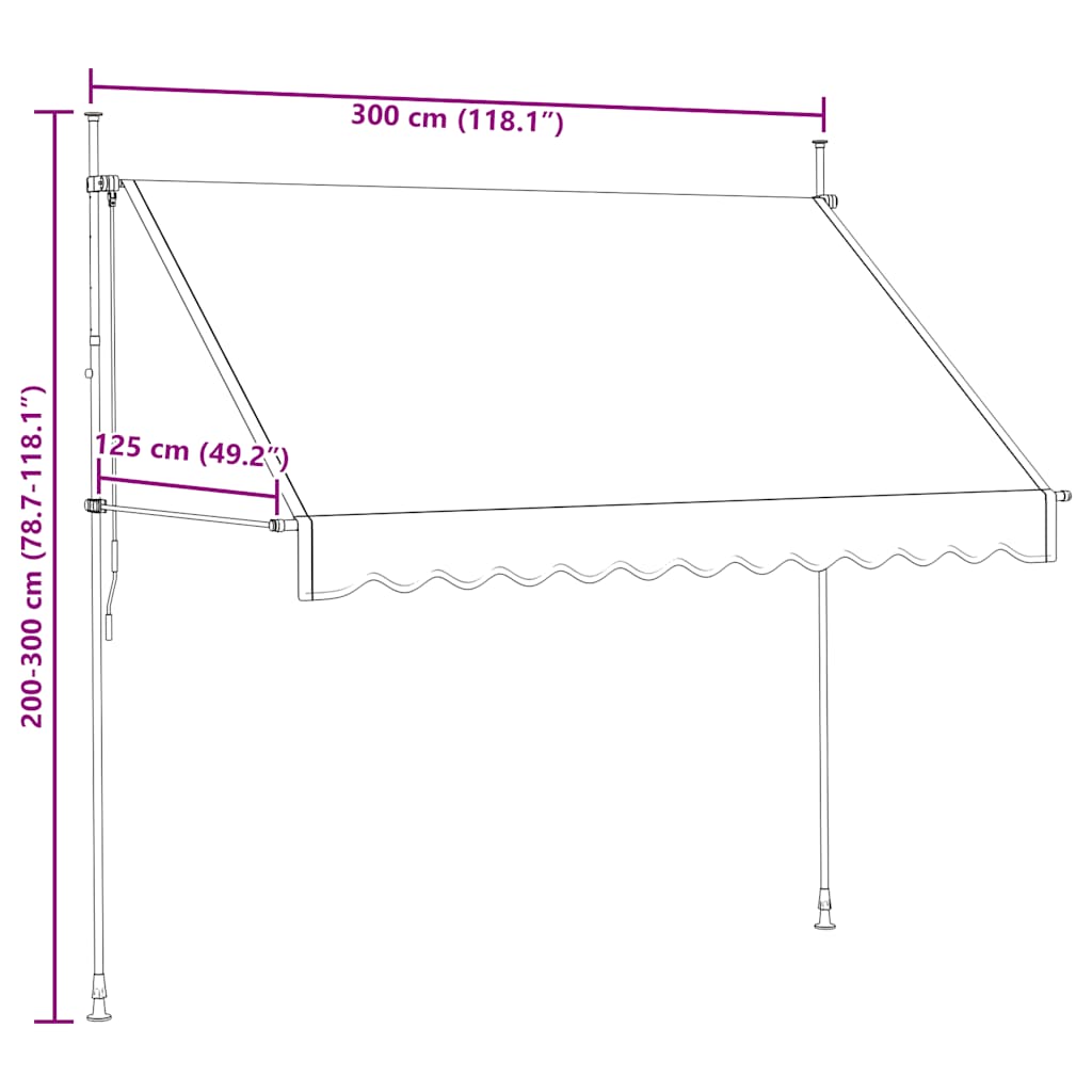 Luifel handmatig uittrekbaar 300 cm antraciet is nu te koop bij PeponiXL, paradijselijk wonen!