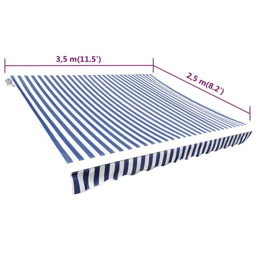 Luifeldoek 3,5x2,5 m canvas blauw en wit is nu te koop bij PeponiXL, paradijselijk wonen!