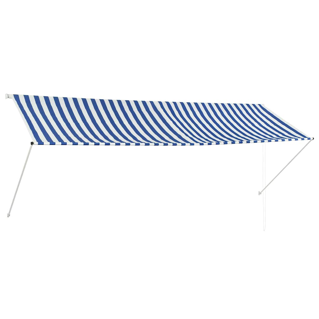 Luifel uittrekbaar 350x150 cm blauw en wit is nu te koop bij PeponiXL, paradijselijk wonen!