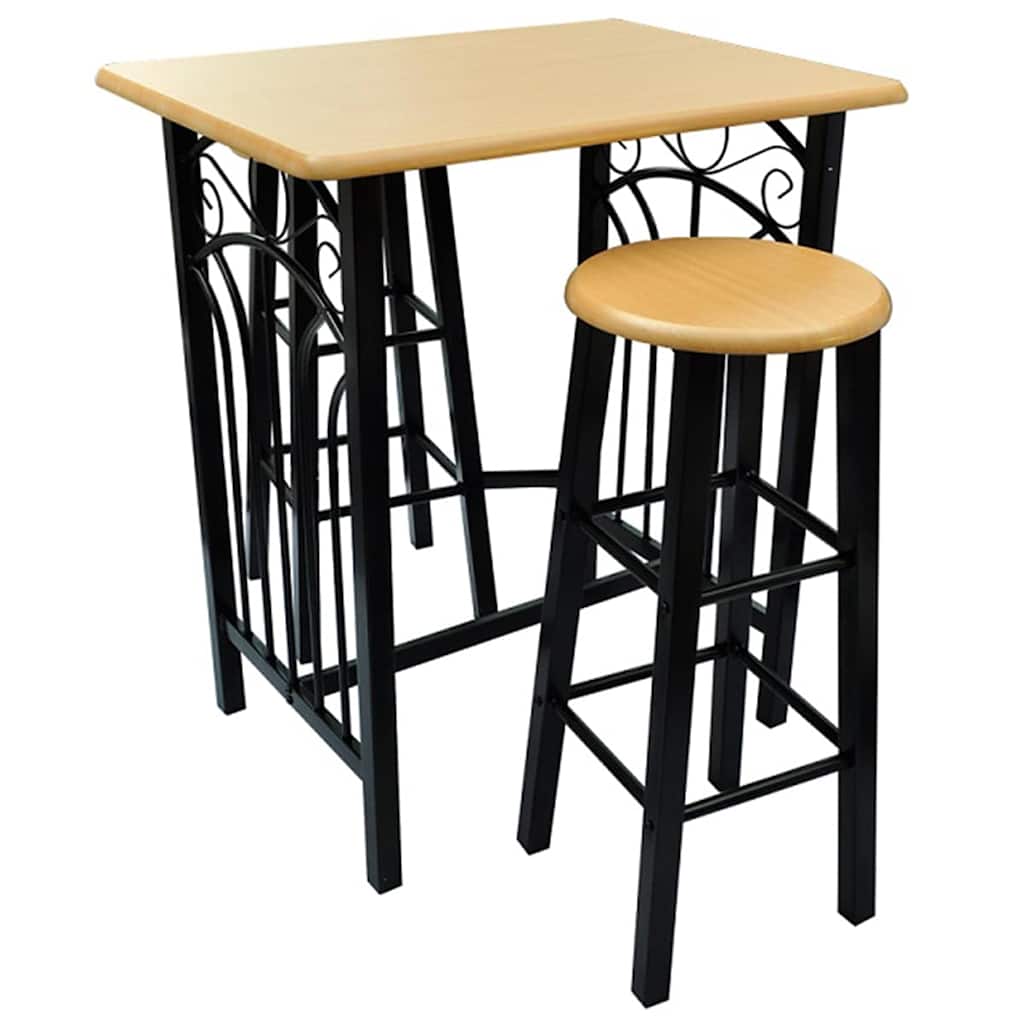 3-delige Bartafel en -krukkenset massief hout en staal is nu te koop bij PeponiXL, paradijselijk wonen!