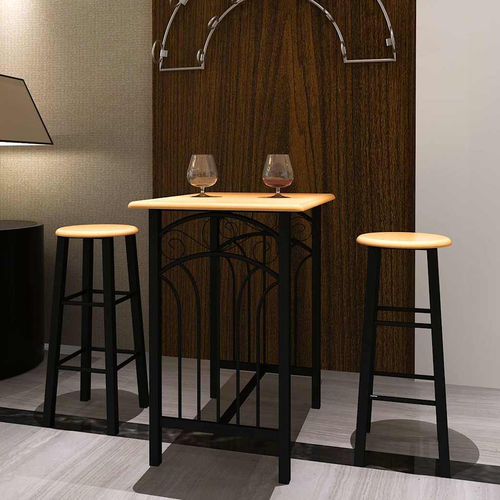 3-delige Bartafel en -krukkenset massief hout en staal is nu te koop bij PeponiXL, paradijselijk wonen!